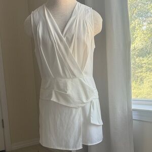 Elegant White Sleeveless Wrap skirt romper
